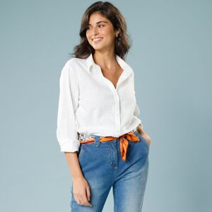 Chemise unie, spéciale petites - BlancheporteL'intemporelle chemise unie se revisite avec un bel effet de matière pour se glisser dans le dressing des petites ! Ni trop longue, ni trop courte, elle a été pensée du buste aux manches pour vous offrir un per - Publicité