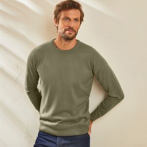 Blancheporte Pull Uni Col Rond - Homme Vert 4XL