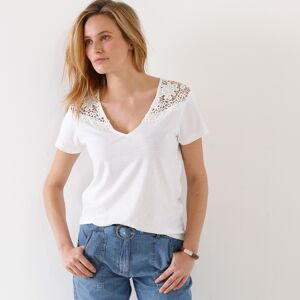 Blancheporte T-shirt Fantaisie Avec Macrame - Femme Blanc 38/40
