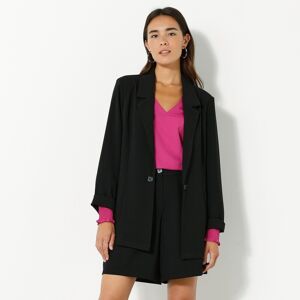 Blancheporte Veste blazer fluide manches longues - BlancheporteConfortable, allurée et stylée, la veste blazer est un indispensable du dressing, qui change de couleurs et de matière pour toujours vous plaire ! Avec une chemise, une robe, un pull fin,... e