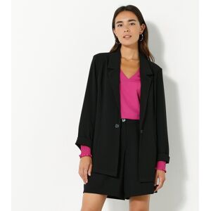 Veste blazer fluide manches longues - BlancheporteConfortable, allurée et stylée, la veste blazer est un indispensable du dressing, qui change de couleurs et de matière pour toujours vous plaire ! Avec une chemise, une robe, un pull fin,... elle est éléga - Publicité