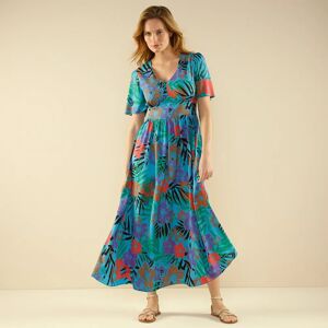 Robe longue évasée imprimée, grandes fleurs - BlancheporteUn imprimé végétal qui évoque des motifs tropicaux multicolores pour cette robe longue à col V et jeu de découpes qui soulignent gracieusement la poitrine par un effet ajusté. La silhouette est mis - Publicité