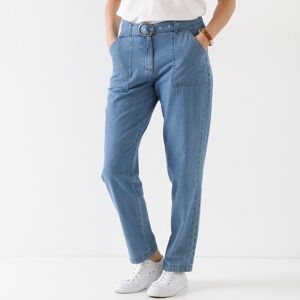 Pantalon droit en jean avec ceinture a boucle - BlancheporteUn denim tres souple pour ce pantalon a l'allure parfaite. Les poches plaquees sur le devant lui donnent un style tres actuel tout en assurant une silhouette affinee ! Vous n'avez plus qu'a chois