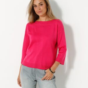 Blancheporte Pull Col Bateau Manches 3/4 - Femme Rose 54