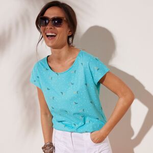 Blancheporte T-shirt Imprime Manches Courtes - Femme Turquoise 38/40