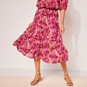 Jupon court volante imprime feuillage, crepon - BlancheporteUn rayon de soleil dans le dressing ! Le jupon volante boheme se met a la tendance tropicale avec un imprime luxuriant, a assortir a sa blouse pour un effet robe... ou pas ! Dans tous les cas, le