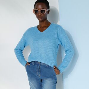 Pull col V, maille anglaise toucher mohair - BlancheporteComme une envie de vous lover dans une maille "doudou" ? Succombez à la douceur et au moelleux de ce pull col V en maille anglaise ! Parfait pour cocooner ou se réchauffer avec style, il plaira à to - Publicité