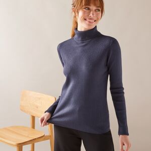 Pull col roulé uni maille côtelée - 46/48 - Bleu - Colors&coOui au bien-être en pull maille côtelée, ici en version col roulé pour allier style et chaleur ! Décliné dans une jolie gamme de couleurs pour nous réchauffer, on aime son allure rétro ultra tend - Publicité