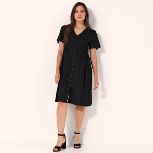 Robe Boutonnée Unie - Femme Noir 38