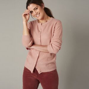 Blancheporte Cardigan Boutons Perles Fantaisie, Maille Anglaise - Femme Rose 38/40