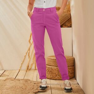 Pantalon chino stretch - BlancheporteTrès tendance, la coupe chino s'impose sur ce pantalon. À la fois chic et décontracté, il peut se porter roulotté ou non selon vos envies. Nu-pieds, tennis, sandales,... il aura votre dressing chaussures à ses pieds !3 - Publicité