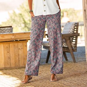 Pantalon fluide imprime, taille elastiquee - BlancheporteEssentiel de saison, le pantalon fluide habille d'un rien tout en vous assurant un bien-etre total. On adore ce modele a l'imprime graphique et aux couleurs sensuelles, qui se plaira a une tunique e