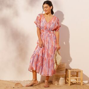 Coeur au Sud Robe Longue Voile Imprime Ethnique - Femme Rose 48