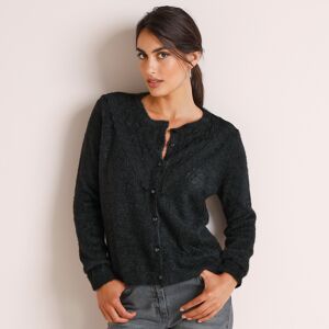 Blancheporte Cardigan tulle brodé, maille douceur - BlancheporteLa douceur d'une maille fantaisie, l'élégance d'un tulle brodé et la féminité du macramé : ce cardigan signe une allure glamour tout en réchauffant votre look de saison ! On aime sa manière d