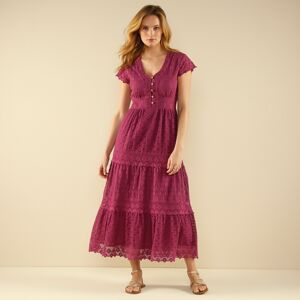 Lora Zellini Robe Longue Dentelle Macramé - Femme Violet 36