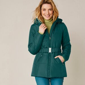 Colors&Co Doudoune Ceinturée Unie - Version Courte - Femme Vert 46