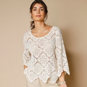 Top macramé à écailles, manches pagodes - 34/36 - Écru - Lora ZelliniCoup de coeur pour le top bohème qui joue avec les motifs macramé et les effets de transparence dans un style résolument féminin. Léger, délicat, il apporte une jolie dose de style aux s - Publicité