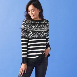 Blancheporte Pull tunique rayé - motif jacquard - BlancheporteCet hiver, le motif jacquard fait son grand retour auprès de toutes les passionnées de mode. À la fois rétro et glamour, il s'impose ici avec de jolies rayures fantaisies, pour un look 100% ten