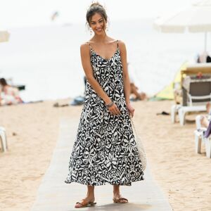 Robe longue imprimée, bretelles réglables - BlancheporteAvec sa matière fluide et son volume ample et aérien, cette robe longue à l’imprimé flamboyant sublime votre féminité en toute légèreté. Associée à des sandales ou des baskets, elle vous suivra tout  - Publicité