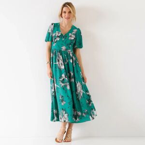 Lora Zellini Robe Longue Imprimée, Manches Évasées - Femme Vert 50