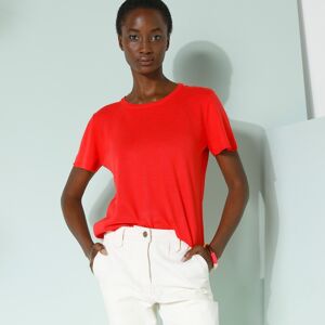 Blancheporte Pull Uni, Manches Courtes - Femme Rouge 46/48