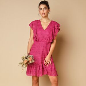 Lora Zellini Robe Courte Évasée Dentelle - Femme Rose 52