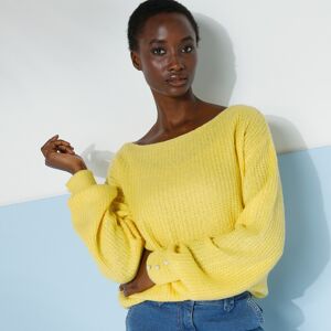 Pull col bateau, maille anglaise toucher mohair - BlancheporteUne maille douce, des manches ballons et des boutons effet perles : ce pull est un petit bijou ! On aime son allure nonchalante et follement feminine qui ira a merveille avec votre vestiaire de