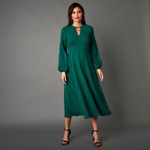 Blancheporte Robe Mi-longue Évasée Unie - Femme Vert 44