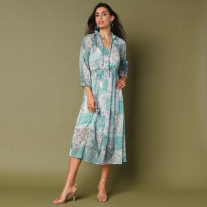 Lora Zellini Robe Voile Imprimé, Polyester Recyclé** - Femme Bleu 52