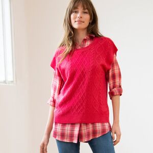 Blancheporte Pull Torsade Sans Manches, Épaules Tombantes - Femme Rose 42/44