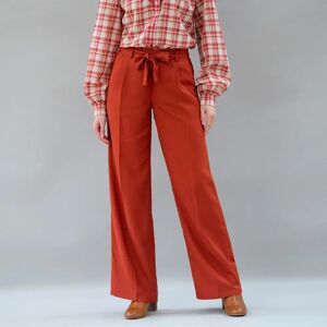 Blancheporte Pantalon Large Fluide, Taille Ceinturée, Uni - Femme Orange 36