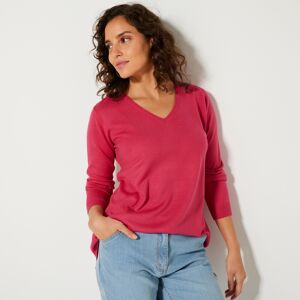 Blancheporte Pull Col V Toucher Doux - Femme Rose 38/40