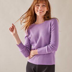 Blancheporte Pull Col Rond Manches Longues Maille Côtelee - Femme Violet 46/48