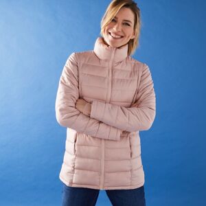 Colors&Co Doudoune Zippée Courte Col Montant Unie, Déperlante - Femme Rose 50