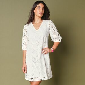 Lora Zellini Robe broderie anglaise manches 3/4 - 40 - Blanc - Lora ZelliniUne robe au charme romantique revisitée avec ses volumes très actuels. On aime ses manches bouffantes resserrées aux coudes qui joue avec les transparences pour laisser deviner la 