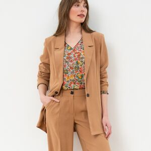 Blancheporte Veste Blazer Fluide Manches Longues - Femme Marron 44