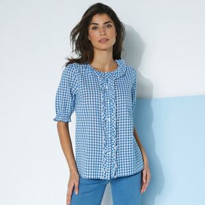 Chemisier volanté carreaux manches coude - BlancheporteCette blouse vichy qui compte bien se faire une place de choix dans notre dressing. Ses détails volantés adoucissent le look, portés sur votre jean fétiche ou sur l'incontournable short blanc. Un peti - Publicité