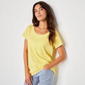 Blancheporte T-shirt col rond manches courtes uni coton - BlancheporteIndispensable et adorable : 2 mots qui décrivent à la perfection notre tee-shirt uni en coton ! Toujours efficace en duo avec du denim, il promet un look haut en couleurs.42/44Jaune