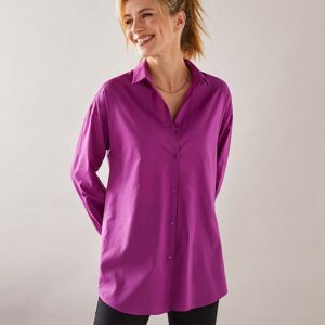 Blancheporte Chemise Longue Unie Boutonnée - Femme Violet 48