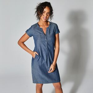 Robe col tunisien, denim léger - BlancheporteOn affirme notre style avec cette robe en denim léger pleine de charme et de caractère ! Ses nombreux détails mode en font une pièce indispensable à notre dressing citadin.46Bleu - Publicité