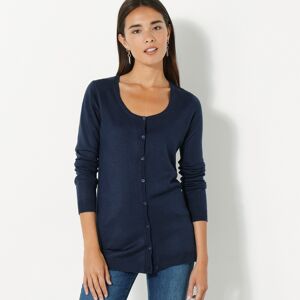 Cardigan boutonné col rond uni - 50 - Bleu - Colors&coAvec sa coupe simple mais allurée, ce cardigan sera la petite pièce indispensable d'une saison toute en douceur. Il s'accordera facilement à tout votre dressing. Jean, robe, pantalon ... il n'y a plus  - Publicité