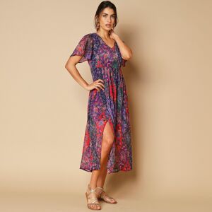 Lora Zellini Robe longue voile imprimé, polyester recyclé** - 46 - Violet - Lora ZelliniUne robe longue à manches amples 