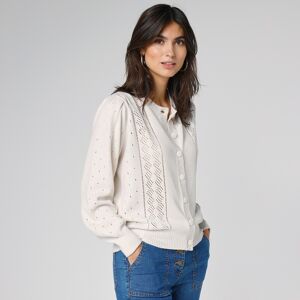 Cardigan boutonné, maille ajourée - BlancheporteEt si vous vous laissiez tenter par un cardigan délicatement ajouré, aussi doux qu'une caresse ? Pour réchauffer une robe légère, ou à même la peau avec un jean, il vous accompagnera durant vos longues soiré - Publicité