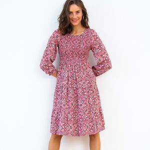 Robe smockee manches longues imprime fleuri - BlancheporteParce qu'on aime vous offrir des fleurs, de la feminite et du bonheur, voici cette robe smockee ou les details sont la pour vous flatter : manches blousantes, viscose fluide, coupe evasee,... de qu