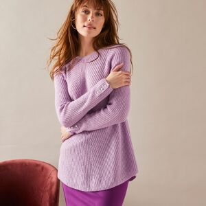 Blancheporte Pull Évase Maille Anglaise, Toucher Mohair - Femme Violet 52