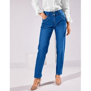 Jean mom taille élastiquée stretch - BlancheporteUne taille légèrement haute qui gomme les petites rondeurs, une coupe large qui offre une parfaite aisance et un style actuel... Et si ce jean mom certifié Oeko-tex® était l'équilibre parfait entre mode et  - Publicité