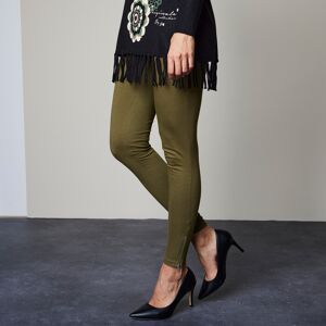 Blancheporte Legging Bas De Jambe Zippe, Taille Élastiquee - Femme Kaki 46/48