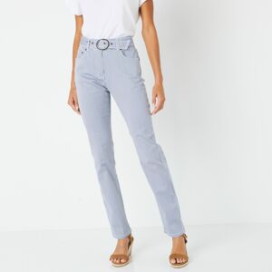 Blancheporte Pantalon Droit Rayé, Spéciale Petites - Femme Bleu 44