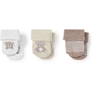 C&A Lot de 3 paires-oursons-chaussettes nouveau-né à motif, Blanc, Taille: 15-17