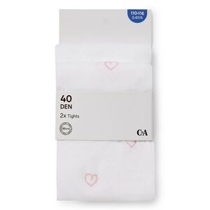 C&A Lot de 3-cœurs-collants fins-40 DEN, Blanc, Taille: 13-14A